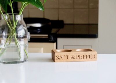 oak salt and pepper bowl