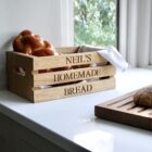 Engraved oak bread box