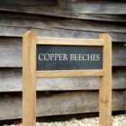 Engraved slate sign with oak posts